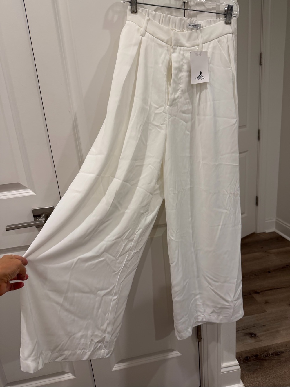 Tronjori Women's White Wide-Leg Palazzo Pants